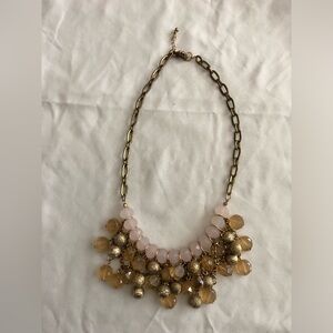 Elegant Gold and Pink Beaded Necklace - costume jewelry